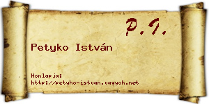 Petyko István névjegykártya